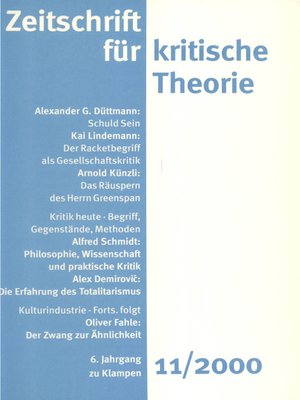 cover image of Zeitschrift für kritische Theorie / Zeitschrift für kritische Theorie, Heft 11